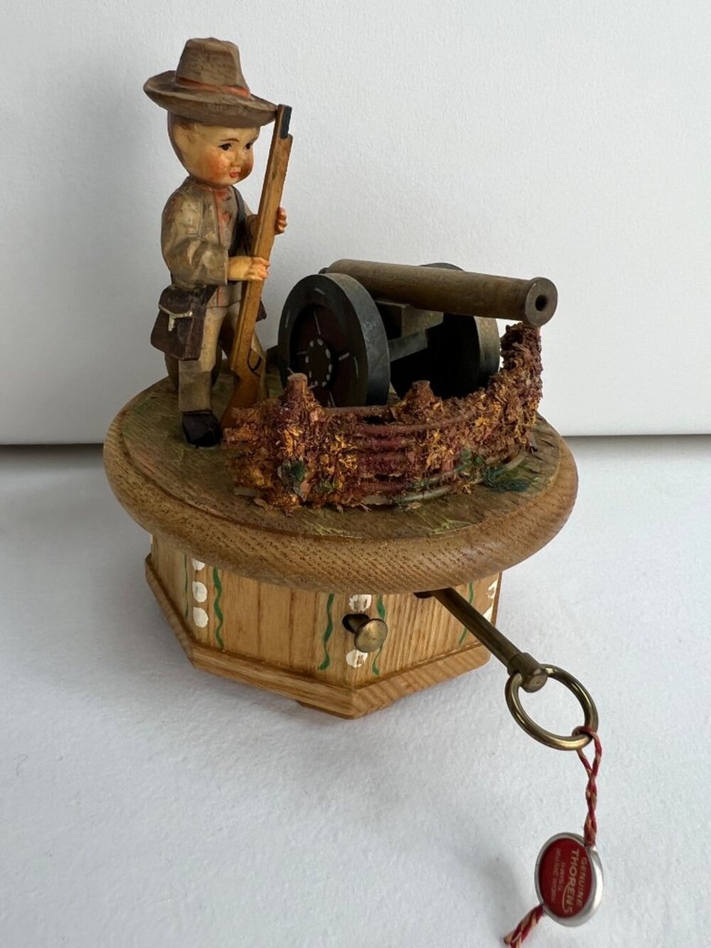 Thorens Swiss Music Box Dixie Soldier Cannon Hand-Carved Wood Figurine Repair